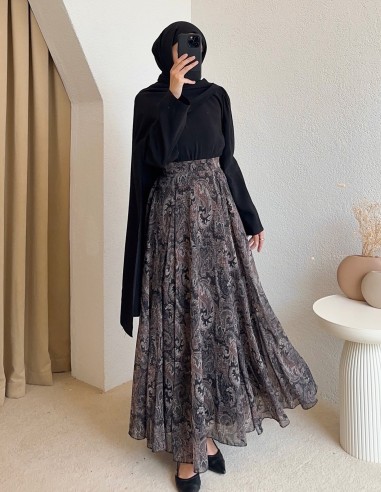 7333 desenli etek - siyah