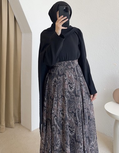 7333 desenli etek - siyah