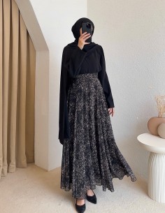 7333 desenli etek - Siyah
