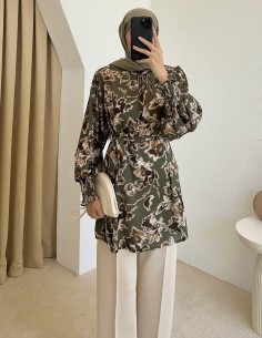 5108 saten tunik - yeşil