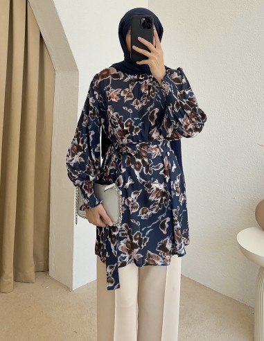 5108 saten tunik - Lacivert