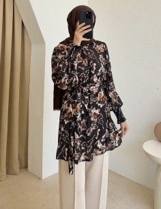 5108 saten tunik - acı kahve