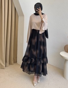 2547 fırfırlı etek - Siyah