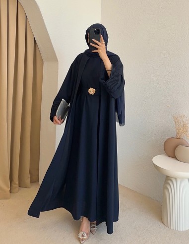537 kemerli ikili abaya - lacivert