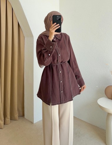 Hy25075 tencel tunik - mürdüm