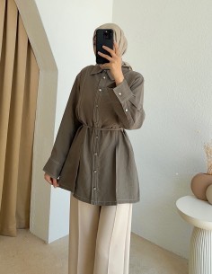 Hy25075 tencel tunik - Yeşil