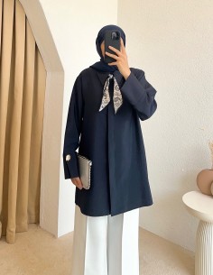 1192 fularlı tunik - lacivert