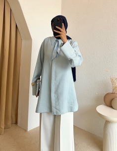 1192 fularlı tunik - Mavi