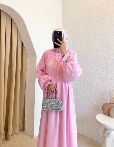560 mocha elbise - pembe