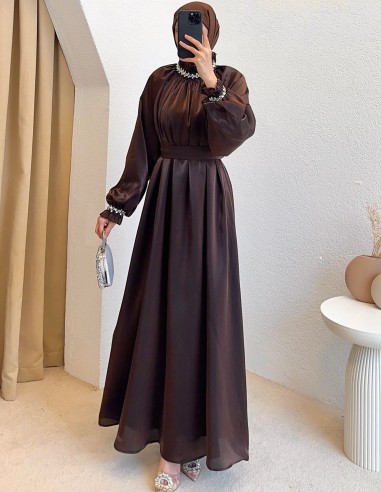 560 mocha elbise -Kahverengi