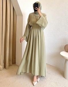 61613 tokalı elbise - Yeşil