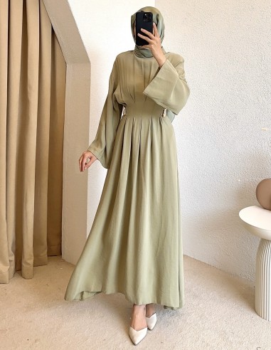 61613 tokalı elbise - Yeşil