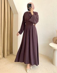 61613 tokalı elbise - mürdüm