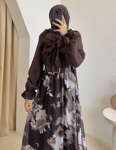 9044 elfida takım - kahverengi