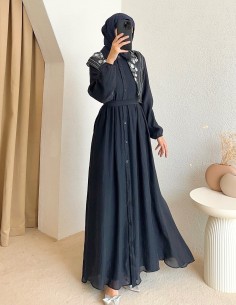 1035 fularlı elbise - lacivert