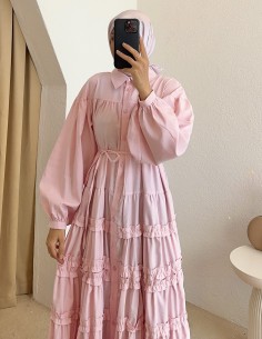 561 fırfır elbise - pembe 2