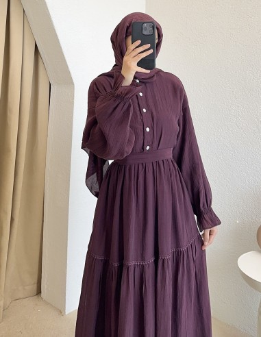 7544 lara elbise - mürdüm