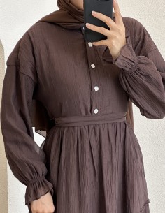 7544 lara elbise - Kahverengi 2