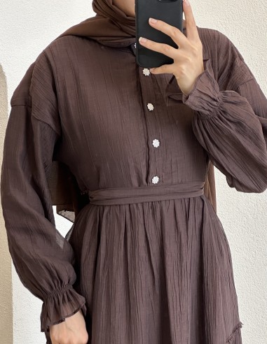 7544 lara elbise - Kahverengi