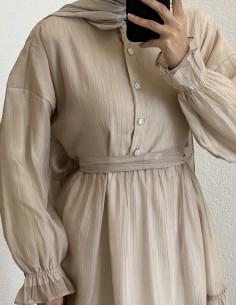 7544 lara elbise - Bej 2