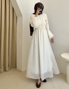 5168 kuşağı broşlu elbise -... 2