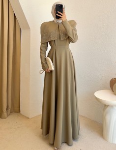 26091 boleronlu elbise - yeşil