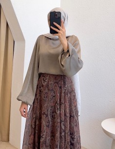 5107 saten bluz - vizon