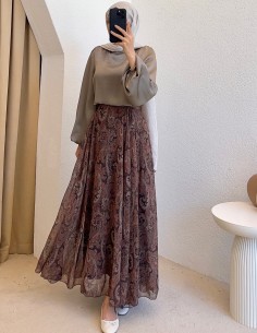 5107 saten bluz - vizon 2