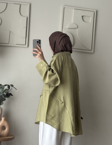 6215 Tencel Salaş Tunik Oliv