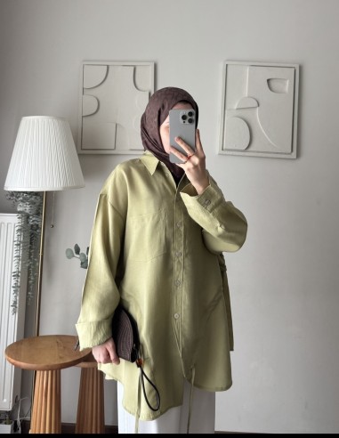 6215 Tencel Salaş Tunik Oliv