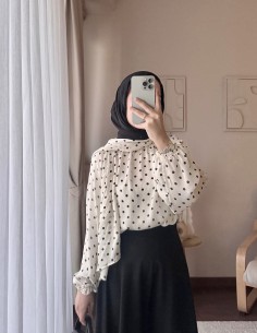 3256 puantiyeli bluz - beyaz 2