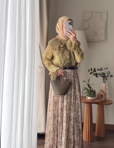 7052 çiçekli etek - yeşil