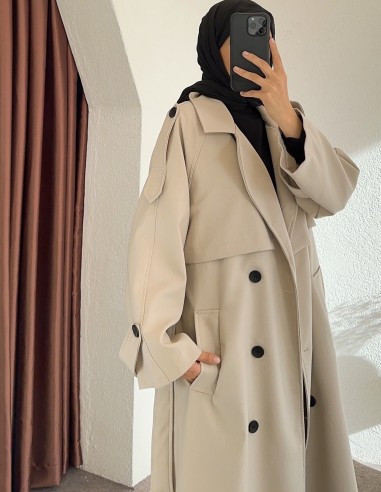 7589 oversize trençkot - taş