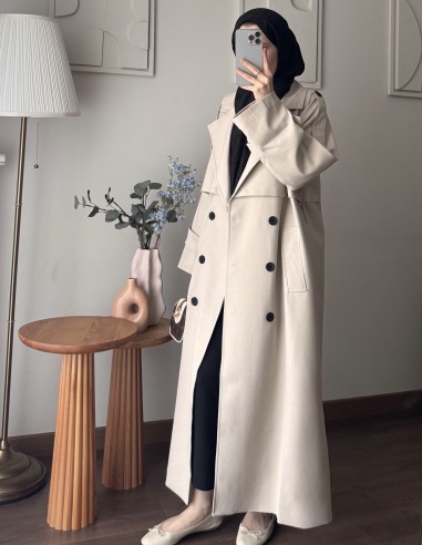 7589 oversize trençkot - taş