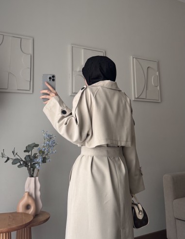 7589 oversize trençkot - taş
