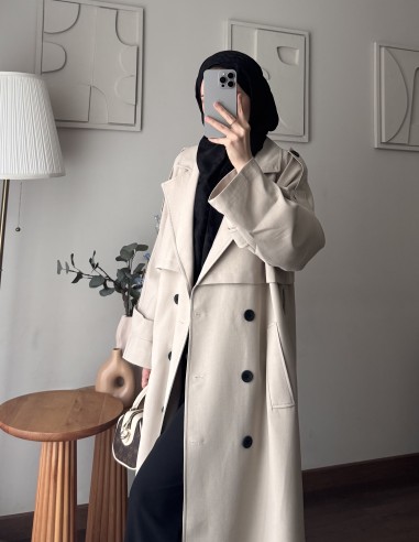 7589 oversize trençkot - taş