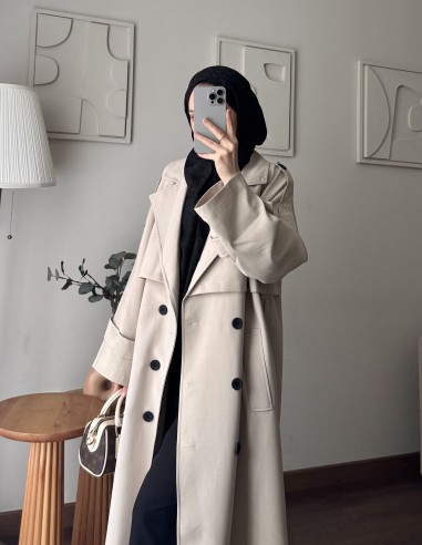 7589 oversize trençkot - taş