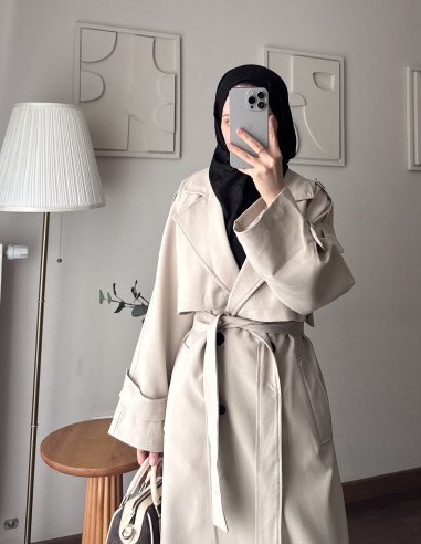 7589 oversize trençkot - taş