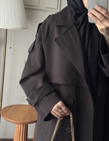 7589 Oversize Trenckot acı kahve