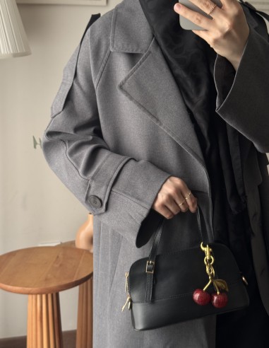 7589 Oversize trenckot | Koyu Gri