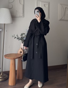 7589 Oversize Trenckot | Siyah 2