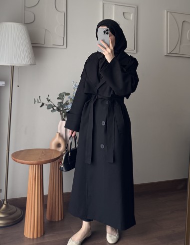 7589 Oversize Trenckot | Siyah