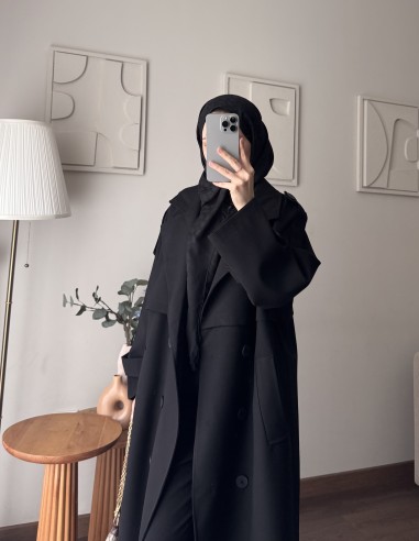 7589 Oversize Trenckot | Siyah