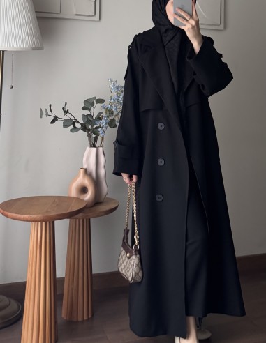 7589 Oversize Trenckot | Siyah