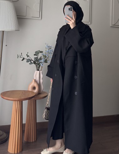 7589 Oversize Trenckot | Siyah
