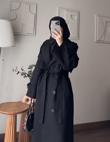 7589 Oversize Trenckot | Siyah