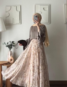 1129 romantik uçuş etek -krem 2